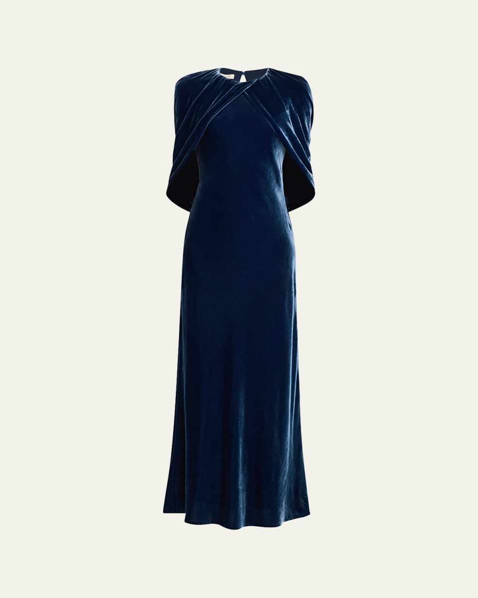 A-Line Velvet Shawl Gown